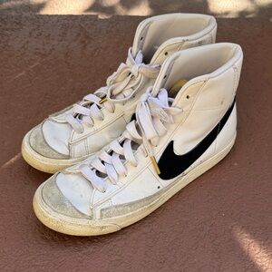 Nike White and Black High-Tops with Yellow Accents